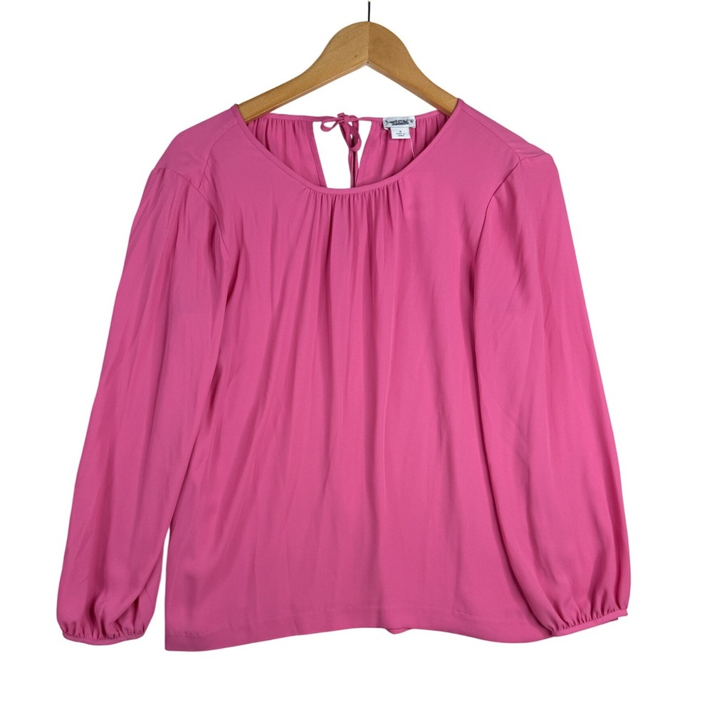 NWT J. Crew Womens Pleated Long Sleeve Blouse Size 2 Hot Pink